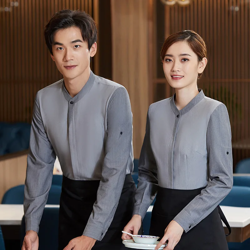 

Steakhouse Ресторан Официант Рабочая Униформа С Длинным Рукавом Готель Кейтеринг Горшок Ресторан Джинсовый Официант Осенне-зимний Наряд