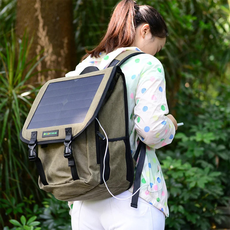 Factory Direct Sale Solar Backpack Outdoor Cycling Power Generation Solar Panel 6.5W Solar Travel Bag