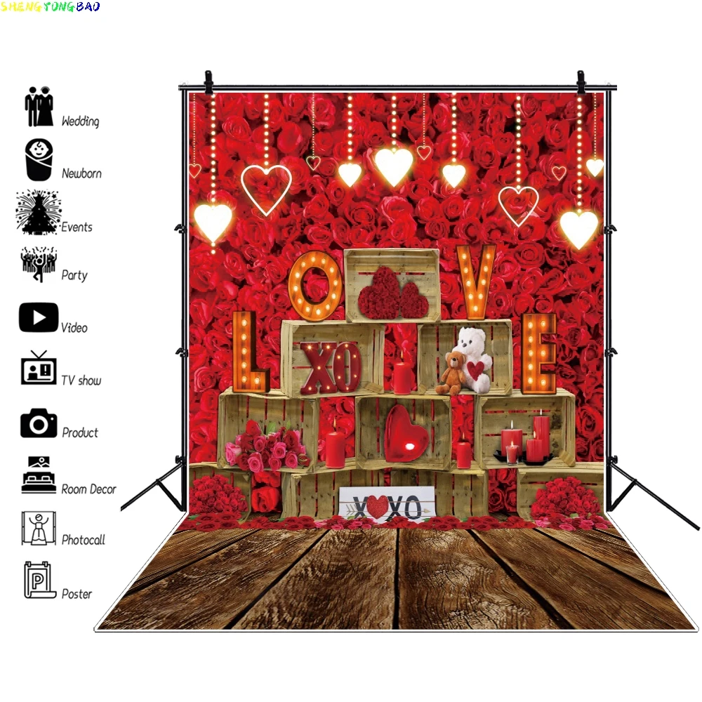 バレンタインデーの写真の背景,赤いバラ,愛の心,きらびやかな光,ボケ,花,結婚式の肖像画,2月14日