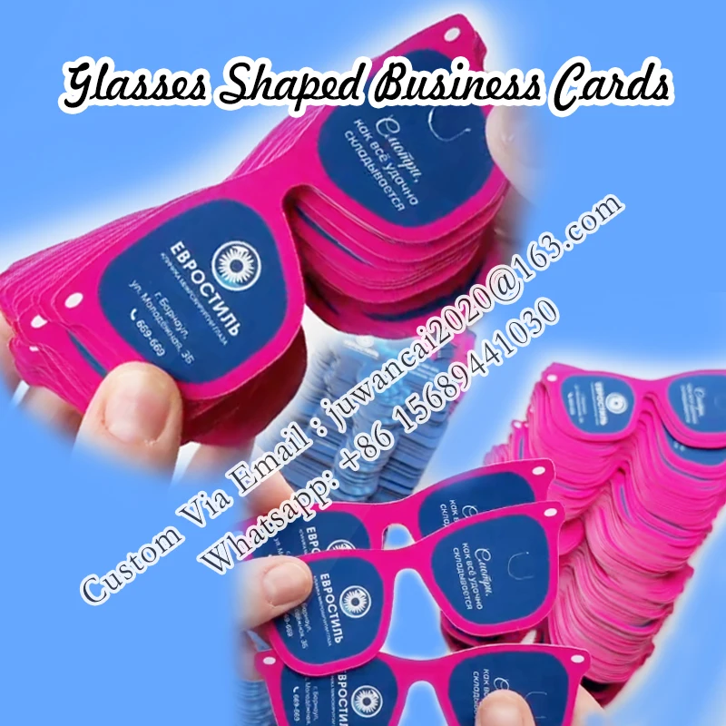 Custom Printed Glasses Shaped Business Cards for Eyewear Brand Designing Optometry Ideas Promotional Cards with Logo Qr Code