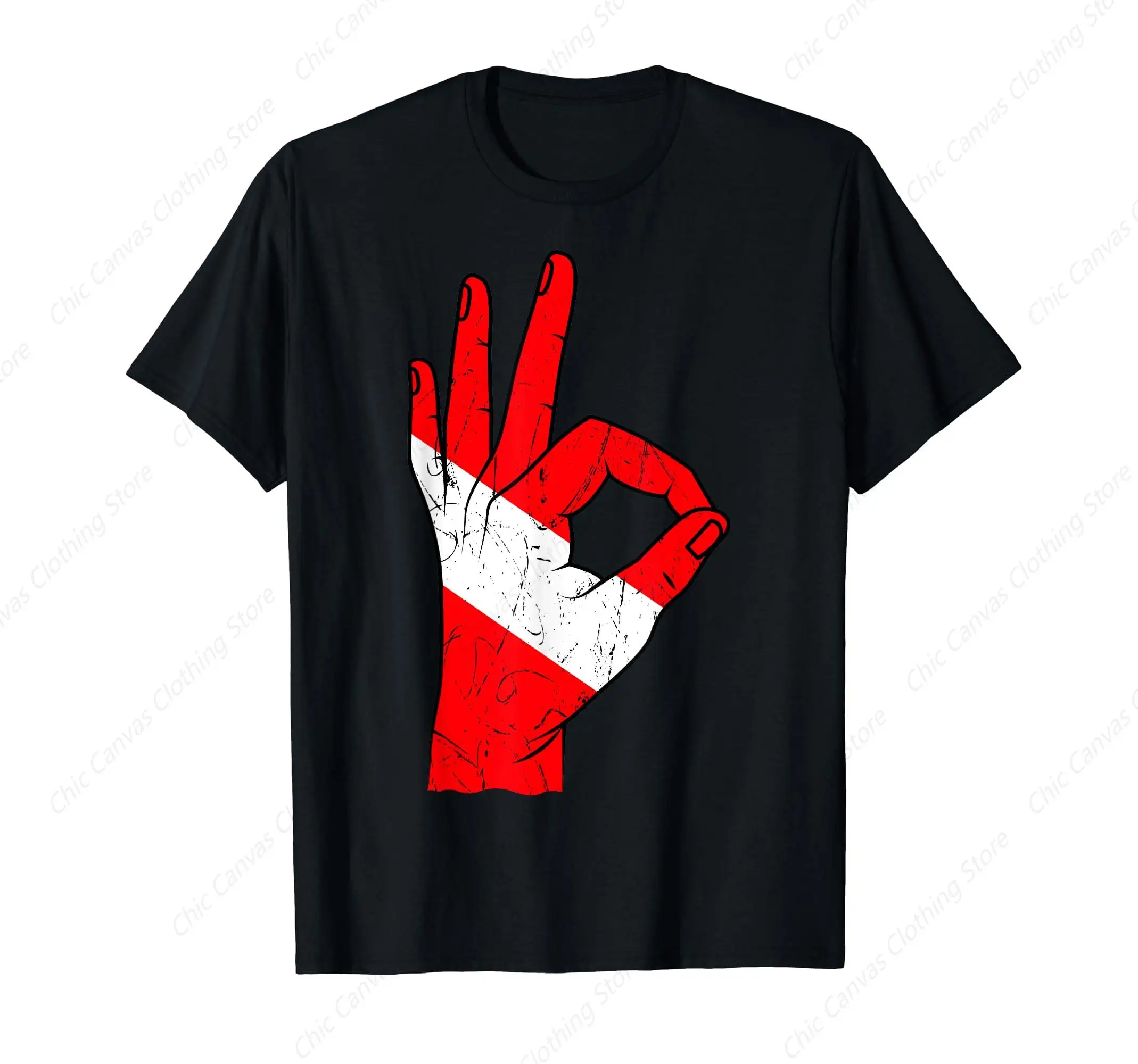 

Gesture Ok Scuba Diving Printed Shirt Diver Flag Lowering Underwater Diving Men'S T-Shirt Pure Cotton Gift T Shirt