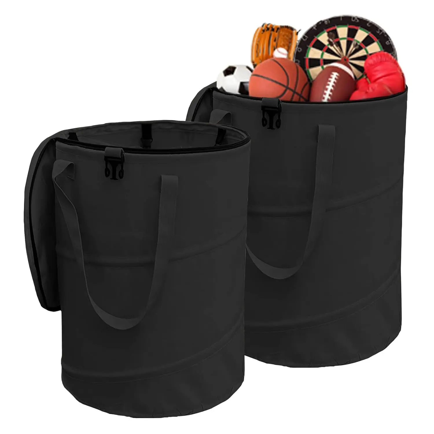 

2-Pack Collapsible 24-Gallon Trash Can with Lid, Sorting Clips for Outdoor Camping Garden Waste Bags