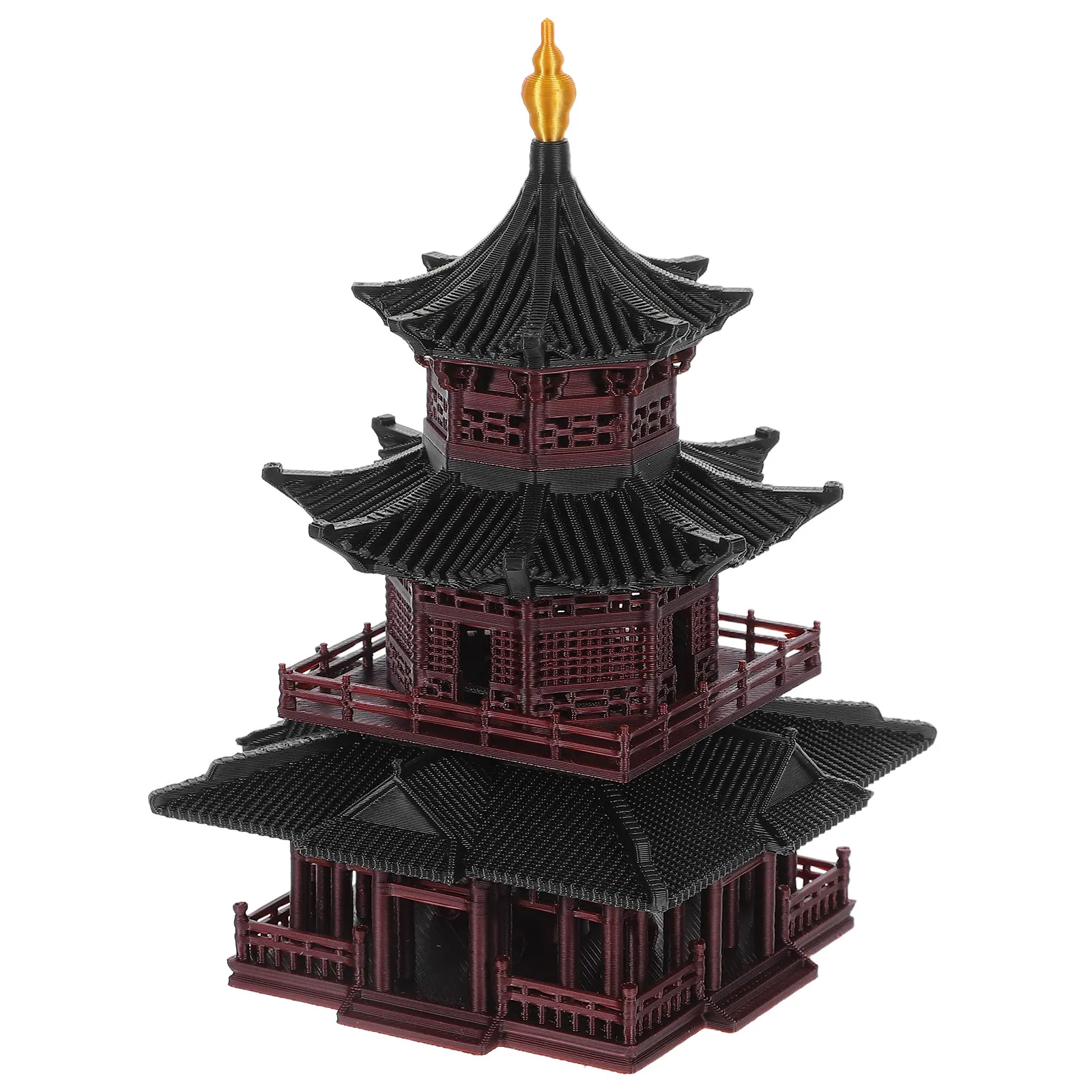 Miniature Asian Zen Pagoda Statue Handmade Elegant Hexagon Pavilion Ornament for Micro Landscape Aquarium Fairy Garden