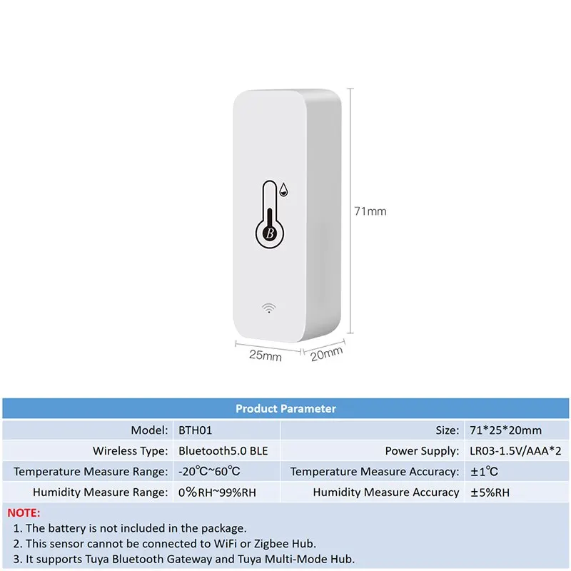 Tuya-Mini capteur intelligent de température et d'humidité, compatible Bluetooth, télécommande, hygromètre Therye.com, nouvelle mise à niveau, 2024