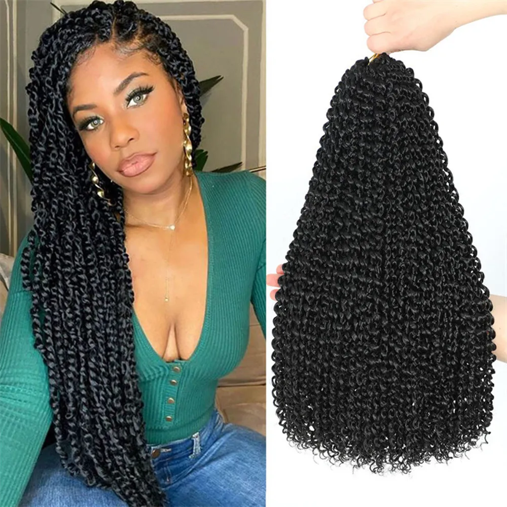 

18 Inch Passion Twist Water Wave Long Curly Synthetic Braiding Hair Extensions Spring Twist Crochet Braids for Black Women