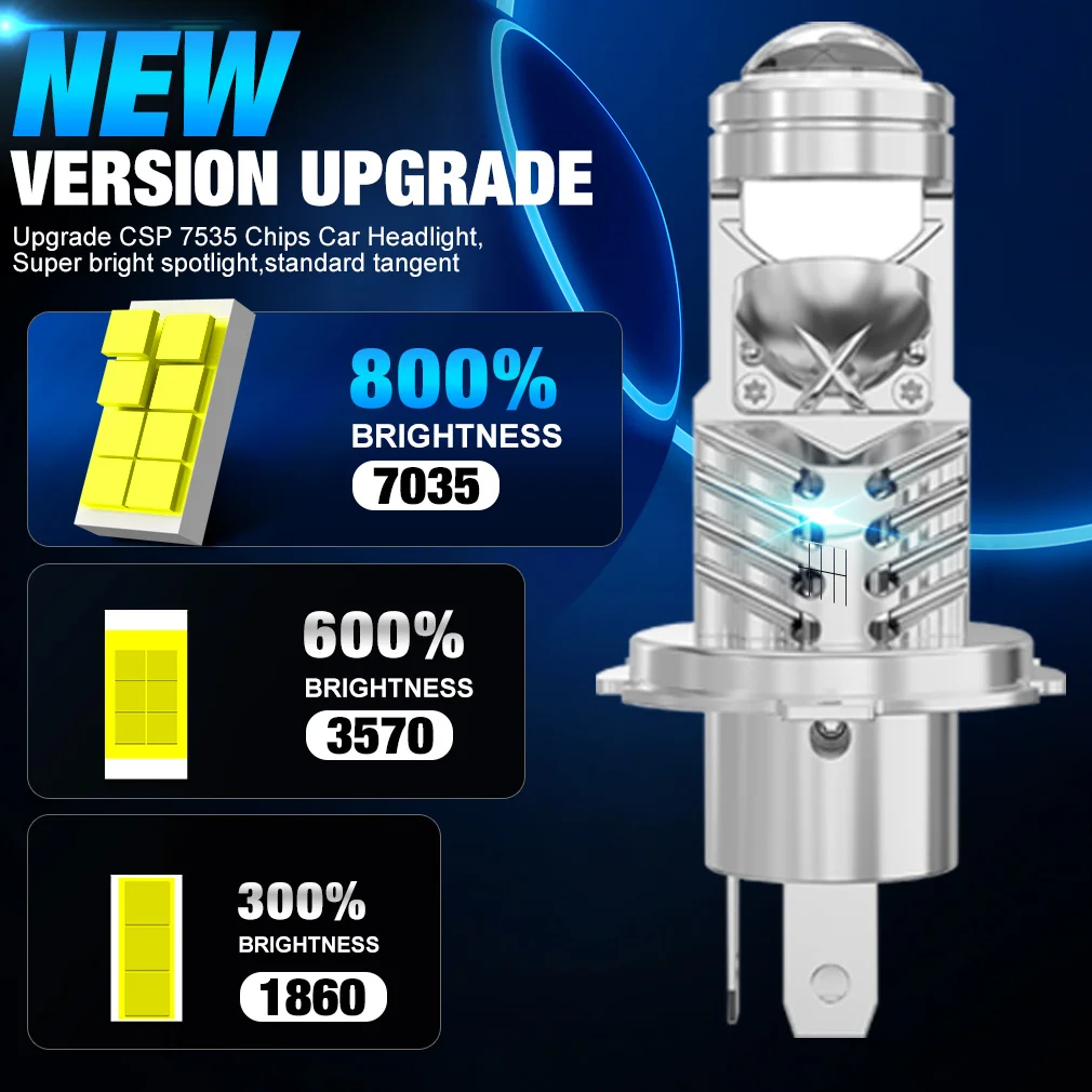 2pcs 30000LM H4 Led Projector Headlight Lamp H7 LED Lens Bulb Canbus Hi/Low Beam Auto H4 Led Motocycles Headlamp 120W 6000K 12V