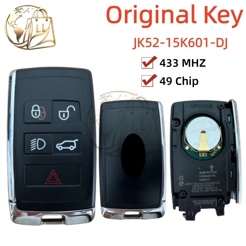 Original Smart Remote Key 5 Buttons High-Configuration Version For Land Rover JK52-15K801-DJ DB DH DF 49Chip 433MHz 2018-2024 SU