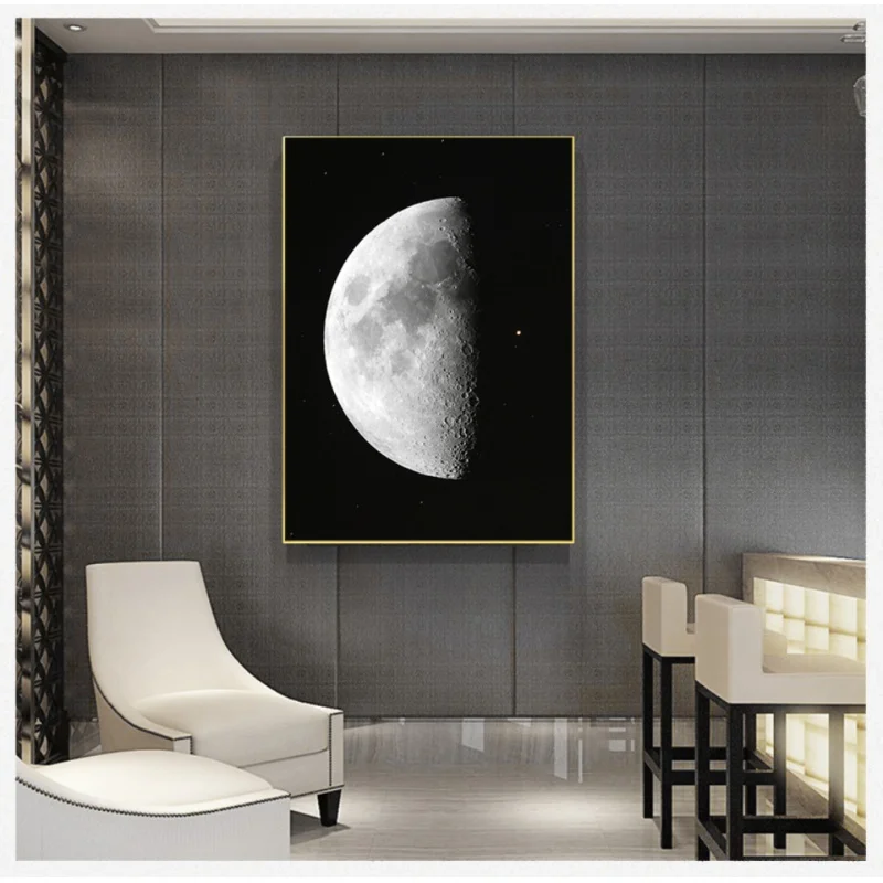 Modern Abstract Wall Art Moon Astronomy Satellite Posters And Printed Moon Phase Changes Living Room Bedroom Decoration