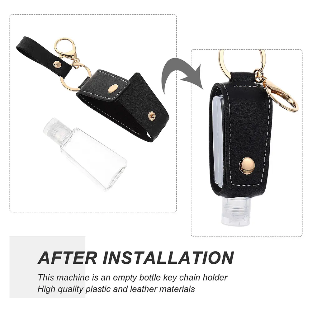 

4 set 30ML Travel Bottles Keychain PU Holder Multicolor Set Refillable Lotion Soap Bottles Tight Seal Portable