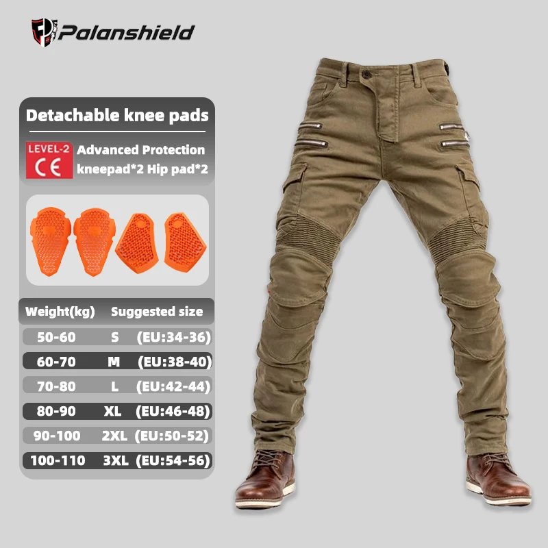 Nieuwe dubbele rits metalen stijl motorcross motorbroek heren voor dames outdoor rijjeans met beschermende uitrusting motorbroek