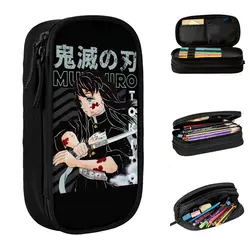 Muichiro Tokitoo Demoned Slayered Pencil Case Classic Pen Bags Girls Boys Large Storage School Supplies Zipper Pencilcases