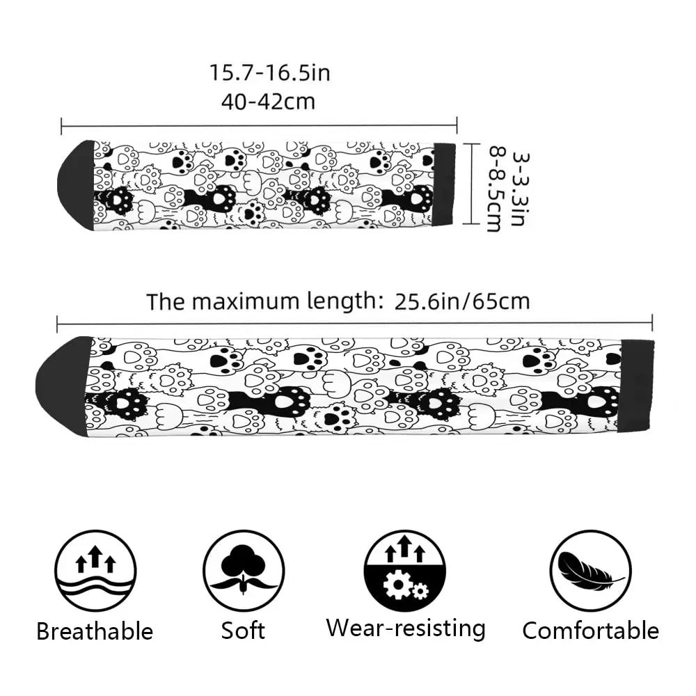 Cat Paw Funny Socks Cute Cartoon Kitty Funny Meow Claw White Black Happy Casual Crew Socks Contrast Color Design for Women Men