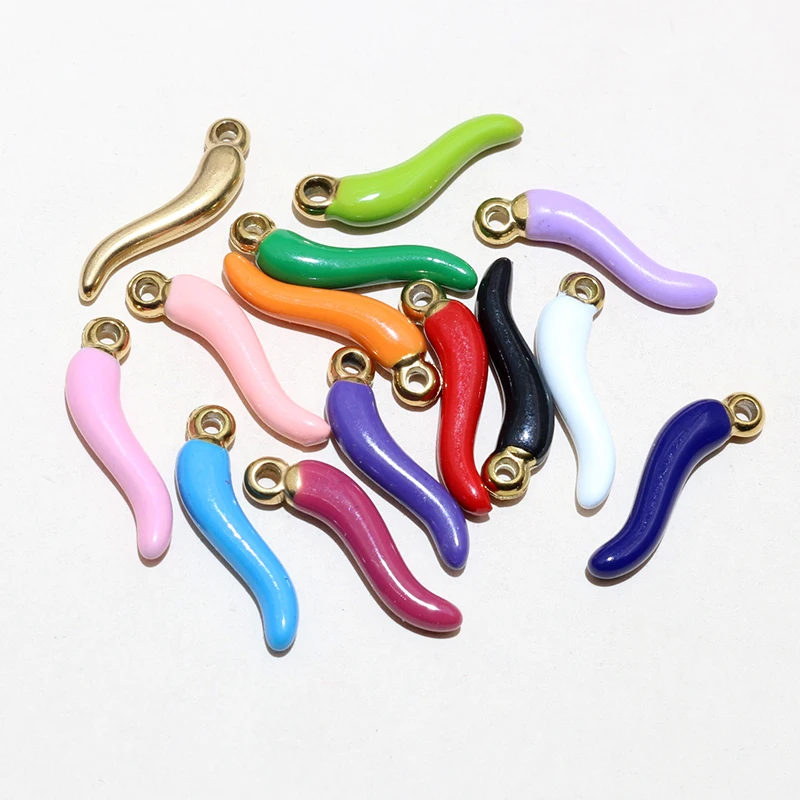 10pcs Stainless Steel Chili Pepper Pendant Charms Enamel Plant DIY Jewelry Making Accessories for Earrings Necklace Bracelet image 5