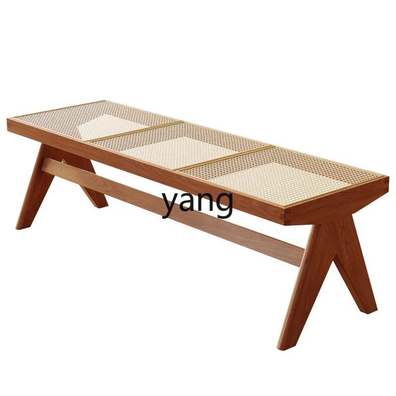 

LTT Solid Wood Rattan Chair Dining Chair Household Bench Dining Chair