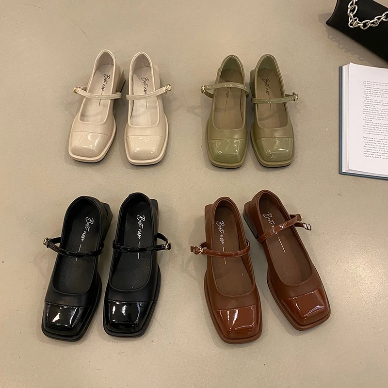 Shoes Woman Flats British Style Casual Female Sneakers Square Toe Oxfords Dress Preppy Summer New Leather Basic Mary Janes High