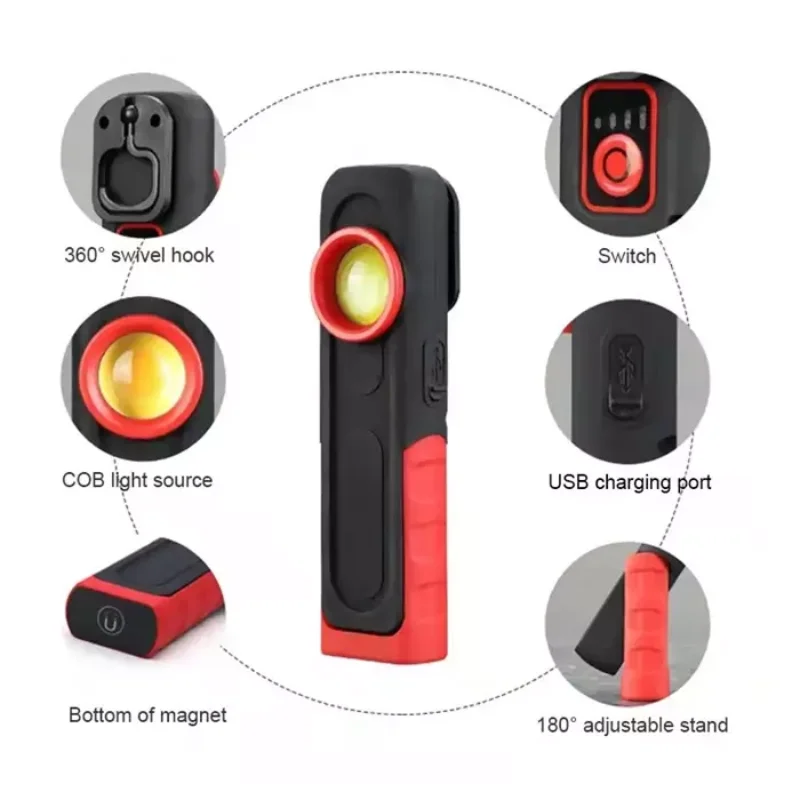 Handheld Car Body Paint Polishing Dent Inspection Light Rechargeable Waterproof Work Lamp Magnet Base LED Portable Work Lights