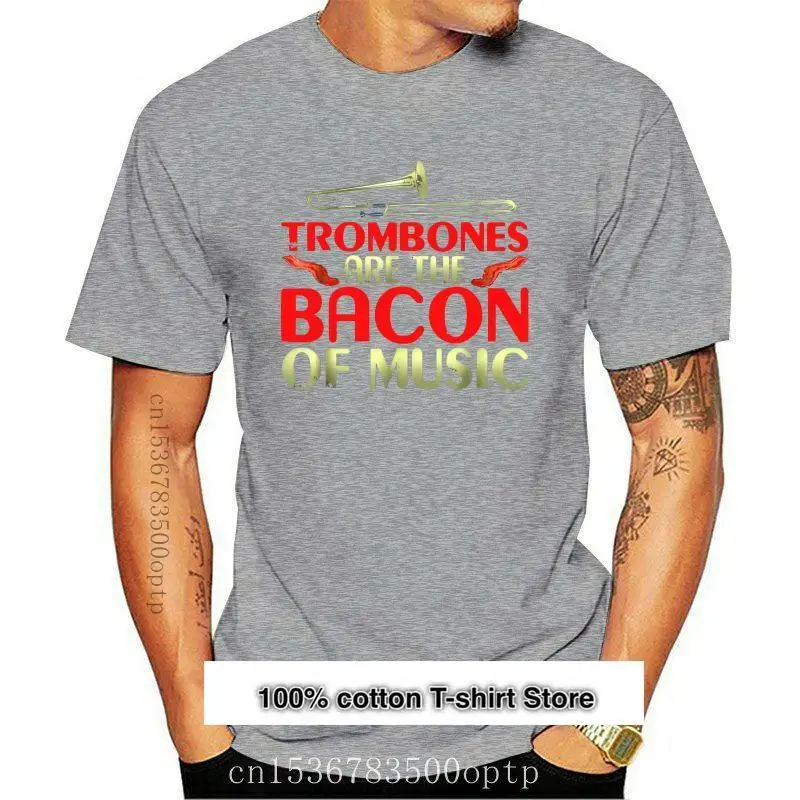 Camiseta divertida para hombre, camisa de manga corta con diseño de jugador de música Trombones Are The Bacon, de verano, 2024