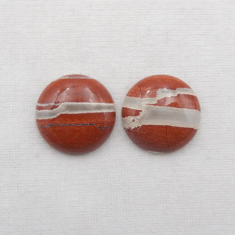 Natural Gemstone Red River Jasper Cabochon Pair 20x5mm 6.8g Semiprecious Fine Jewelry Women Earrings Accessories