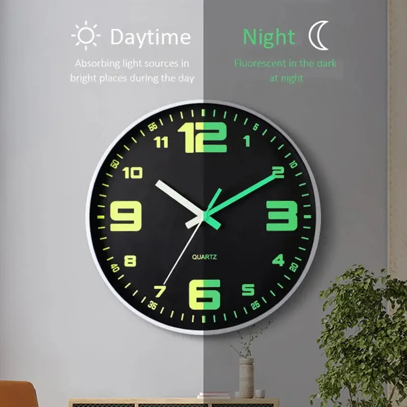 Luminous Wall Clocks Glow in The Dark Clock  Silent Non-Ticking Lighted Wall Clock for Bedroom Wall decoration