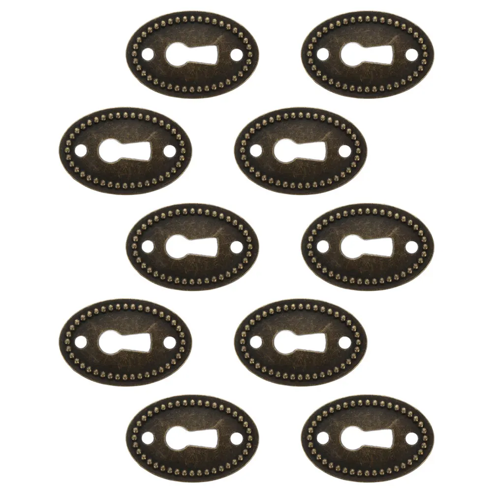 

10Pcs Vintage Keyhole Cover Insert Oval Plated Decorative Alloy Keyhole Plate for Cabinet Furniture Jewelry Box
