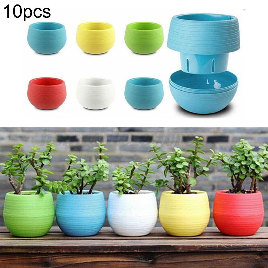 

10pcs Flower Pot Set Plastic Color Breathable Mini Gardening Plant Tools Household Balcony Desktop Greenery Succulent Flower Pot