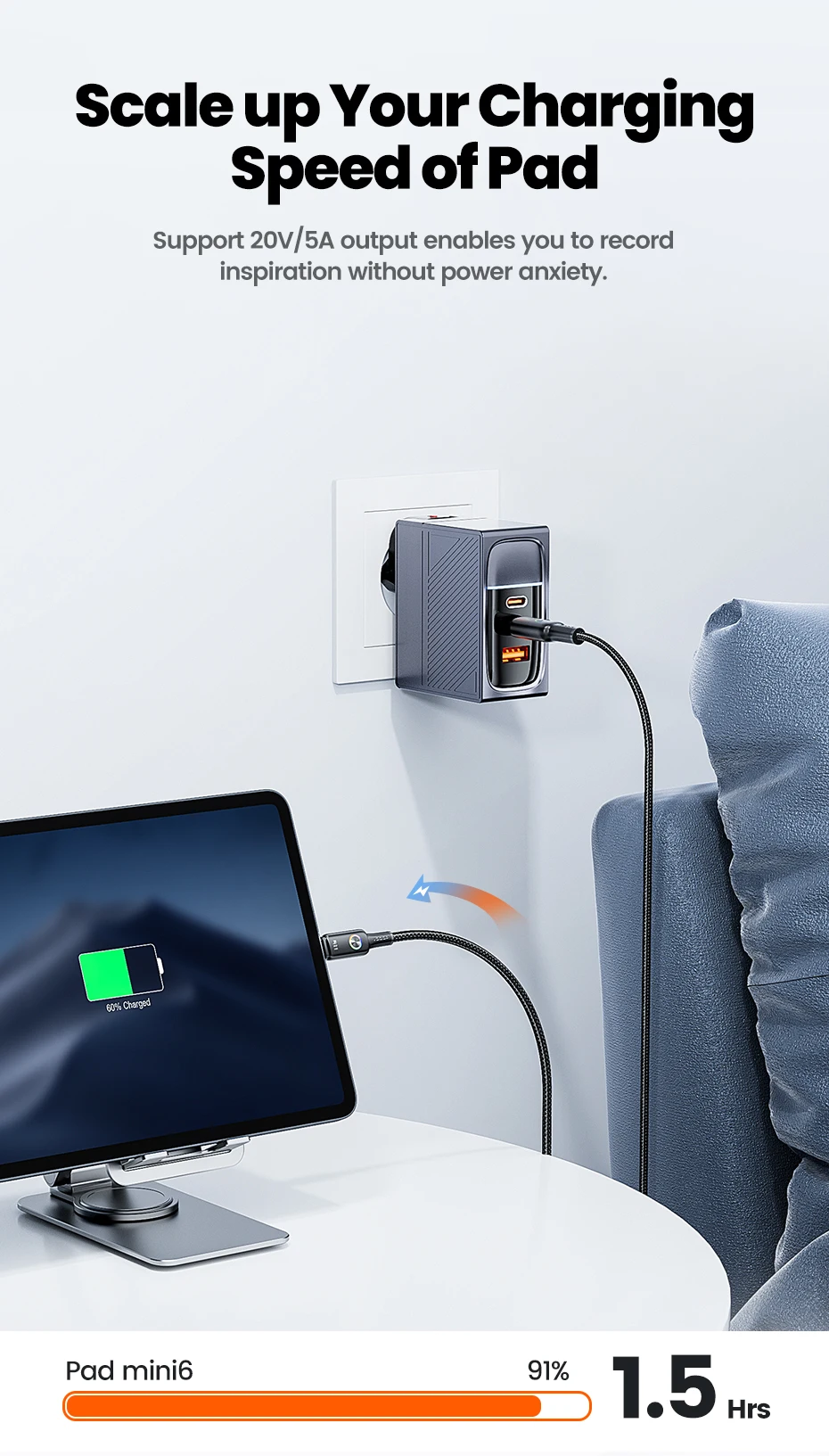 Toocki 3er-Set 100W USB-C Kabel Typ C PD3.0 mit LED-Anzeige für schnelles Laden – für iPhone 17/16, Xiaomi, Huawei, MacBook – 5A Typ-C Datenkabel – Detail 4