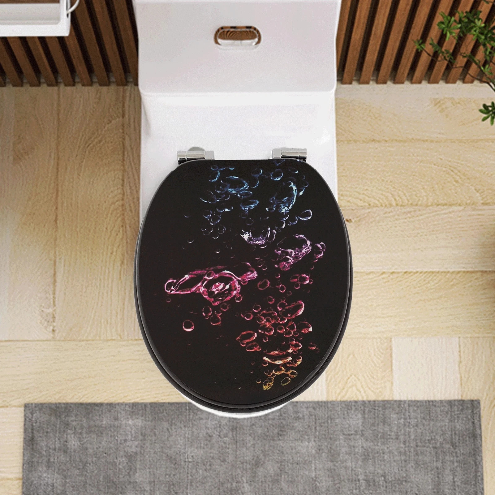 SINOBATH Toilettensitz mit Absenkautomatik WC-Sitz MDF Universelle Klobrille antibakteriell WC-Deckel Neues Design Motiv – Detail 18