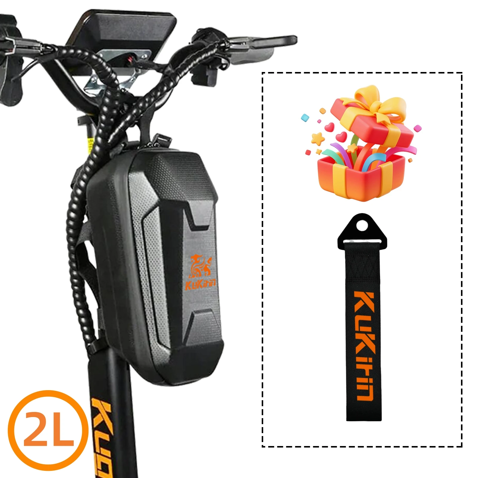 

Kukirin Electric Scooter Front Bag 2L Large Capacity Hard Shell Waterproof Sun Portable Premium Bike Hard Shell Handlebar Bag