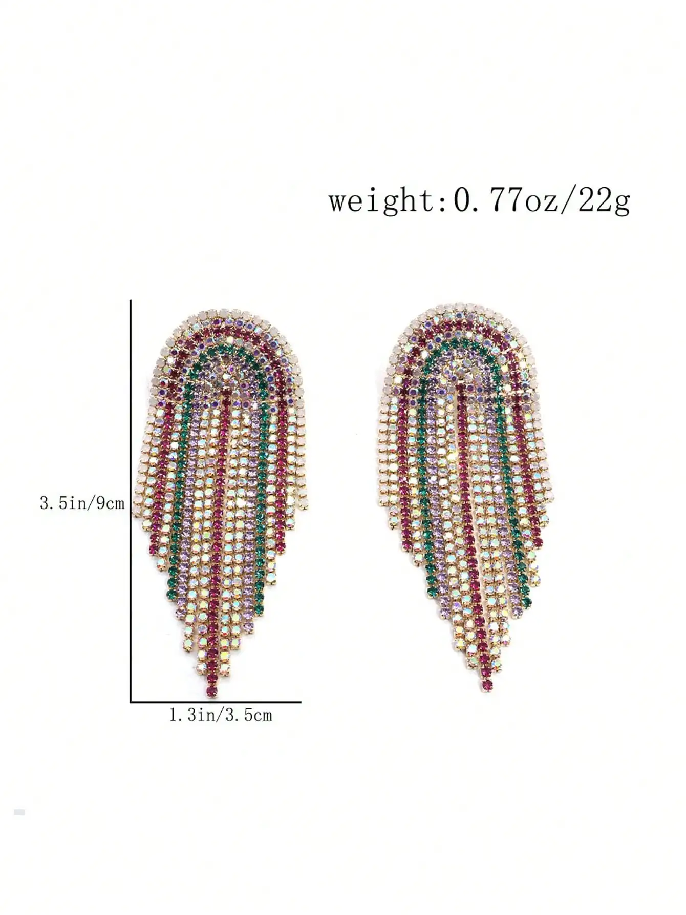 Bunte Strass-Ohrringe mit langen Quasten für Damen, glitzernde Regenbogen-Kristall-Fransen-Ohrringe als Statement-Accessoire für Party und Club – Detail 6