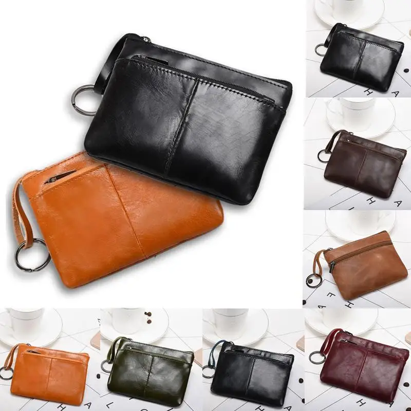 

Mini Purse for Men Wallet Women Genuine Leather Zipper Vintage Short Lady Small Slim Female Women's Wallet Male Thin portomonee