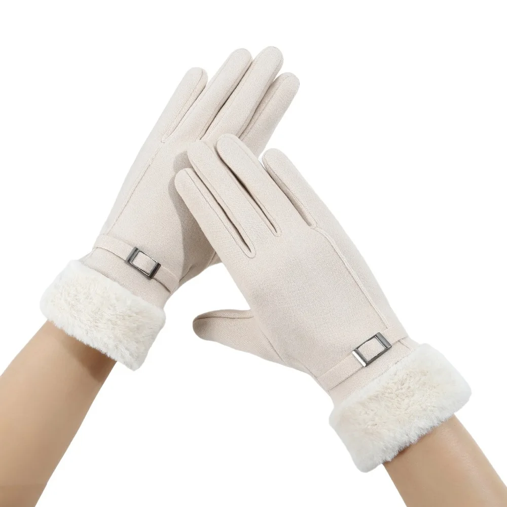 Casual Warm Winter Women Gloves Touch-screen Cold-proof Riding Protective Mittens Comfortable Soft Full Finger Mittens Skiing