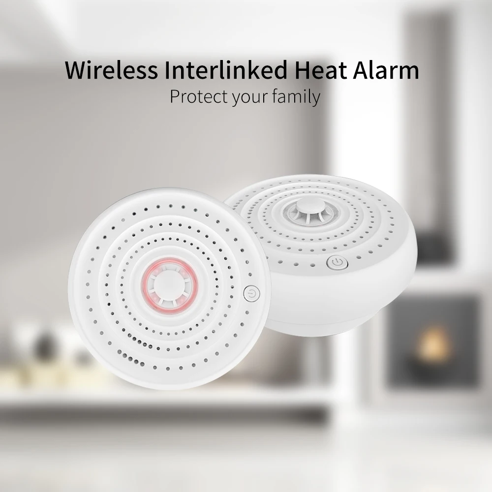 Smart Home Wireless Heat Detector 85dB High Decibel Fireproof Temperature Sensor With 10 Years Battery Life For Alarm System