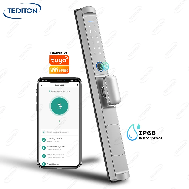 

Tediton БЕСКЛЮЧЕВОЙ TTlock электронный интеллектуальный замок для дверной ручки умный отпечаток пальца раздвижной дверной замок