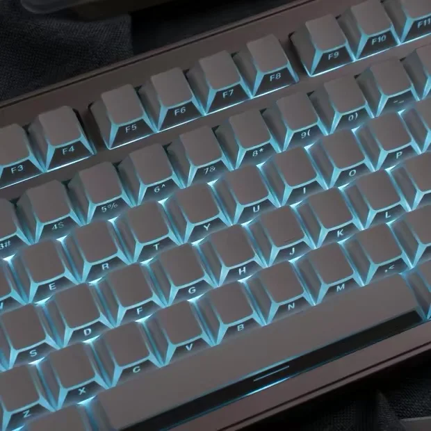 Light Frame Folded Shadow White Black PBT Double Shot Border Shine Through Cherry Profile Keycaps for MX Mechanical Keyboard