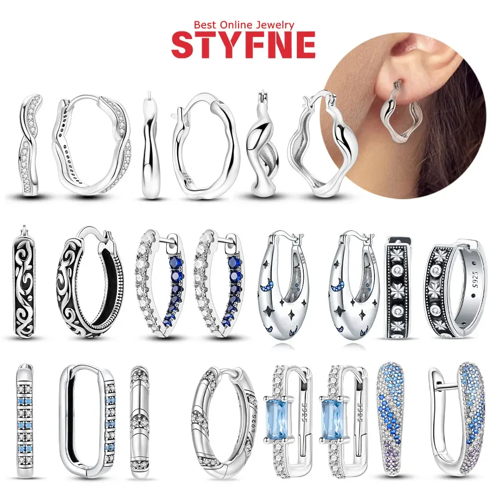 S925 Sterling Silver Heart Huggie Hoop Earrings, Angel Wing Paw Print Rainbow Cat Bear Earrings Jewelry Gifts for Women Girls