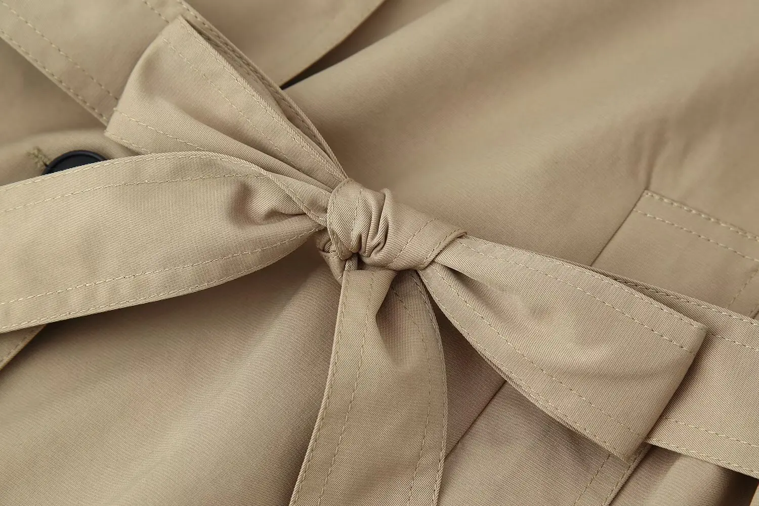 معطف واق من المطر قصير بأكمام طويلة ورباط مزدوج الصدر لعام 2025 أنيق وعصري ونمط جديد، ملابس مكتبية مريحة، كاجوال، #5