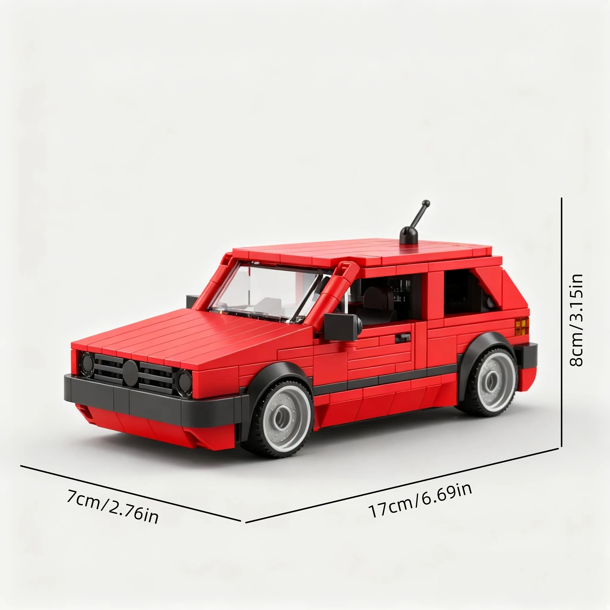 Red Golf MK2 Car Building Blocks MOC Speed ​​Car Model Building Blocks High-Tech Creative Toy Set Collection DIY Gift for Adults
