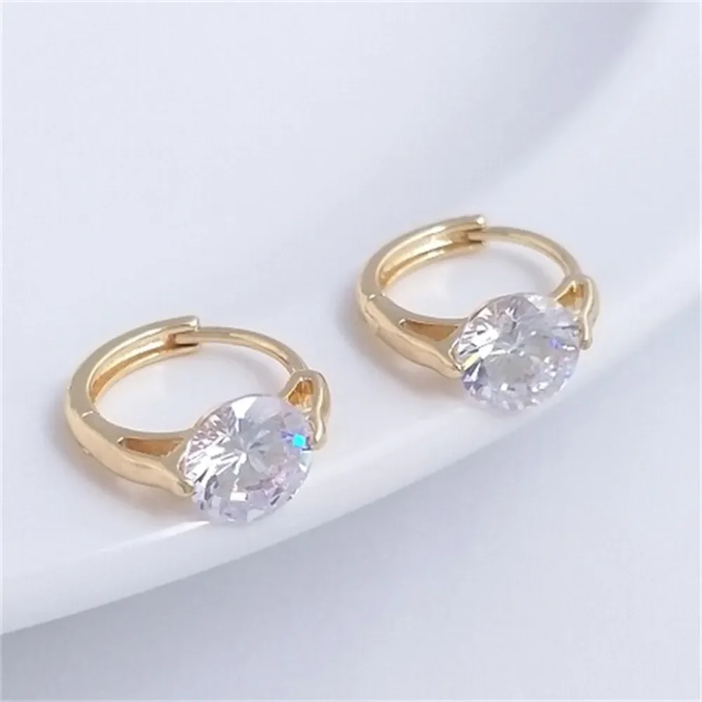 

14K Gold-Color Zircon Earrings, Fashionable, Light Luxury Diamond Ring Earrings, New Trendy, Simple and High-end Small Earrings