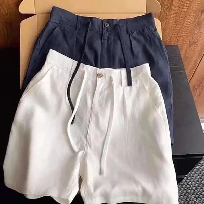 Men's Summer Simple‑Style Cotton‑Linen‑Blend Casual Shorts, Ultra‑Lightweight Knee‑Length Shorts For Home Street Beach Daily
