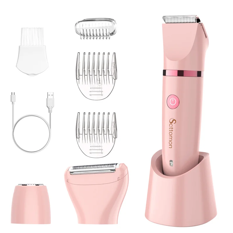 Scttomon Women's Three-in-One Smart Washable Hair Remover Multi-Function Grooming Kit with Storage Base
