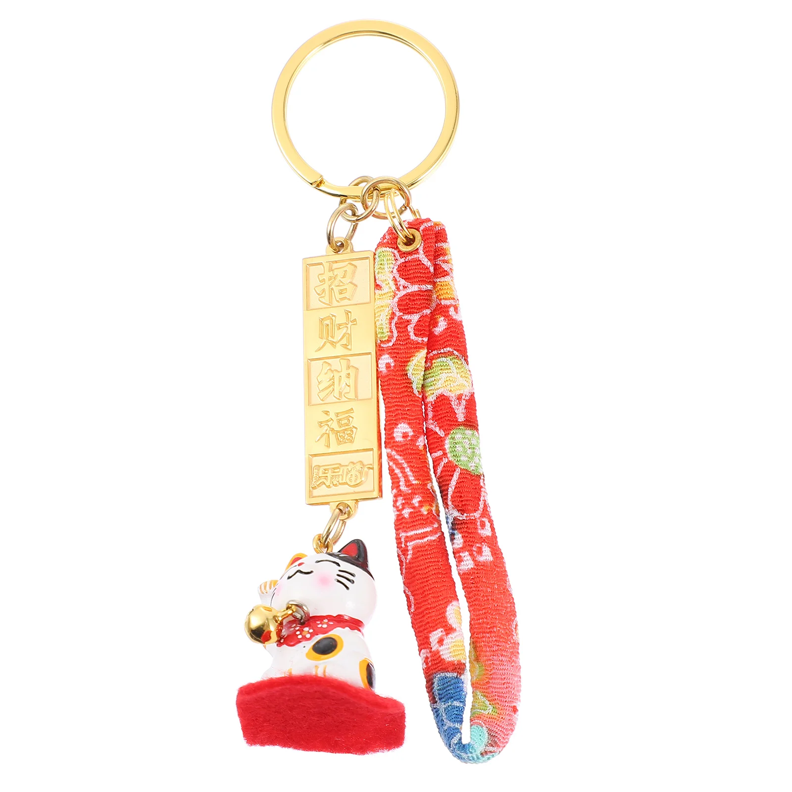

Cute Cat Keychains Synthetic Resin School Bag Keyring Wealth Symbol Fine Workmanship Practical Decorative Effects