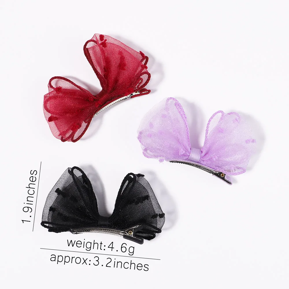 2Pcs/Set 3.2\'\' Sweet Mesh Bows Hair Clips For Kids Girls Korean Bowknot Hairpin Side Clip Headwear Fashion Baby Hair Accessories