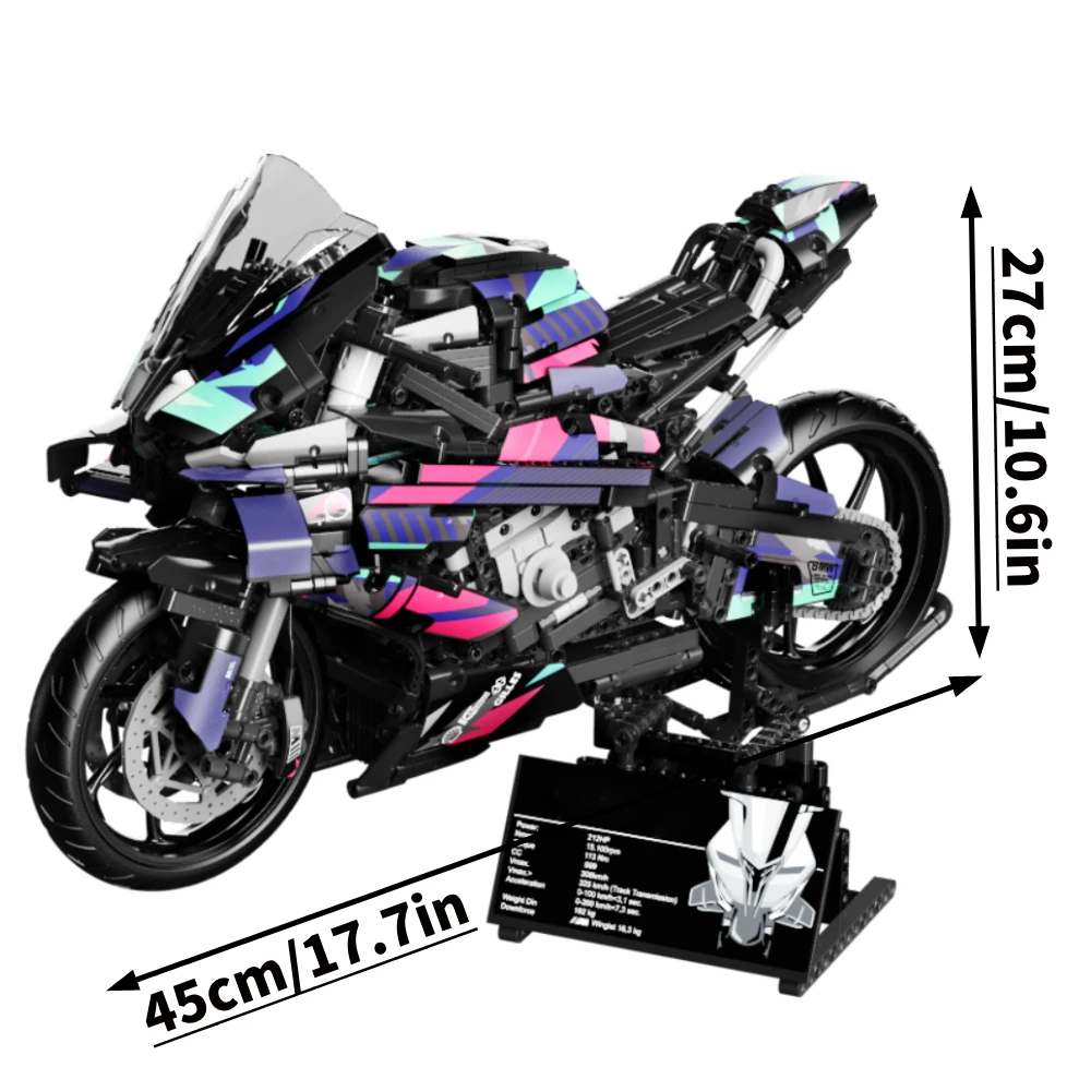 Technical 1000 RR 42130 Motorcycle Model Building Blocks Kit for Adults,Display Motorcycle Set with Authentic Features Gift Idea