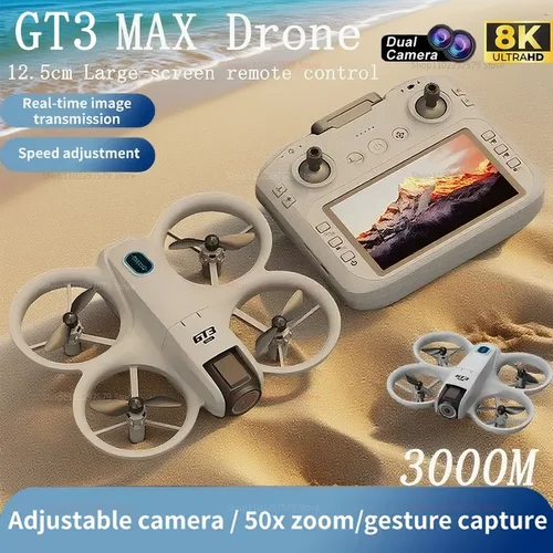 Imagen 1 del producto NUEVO Dron GT3 MAX con Cámara 8K HD 360 ° Dron Cuadricóptero Plegable con Doble Lente, GPS, 5G, WiFi, Motores sin Escobillas para Fotografía Aérea, Regalos