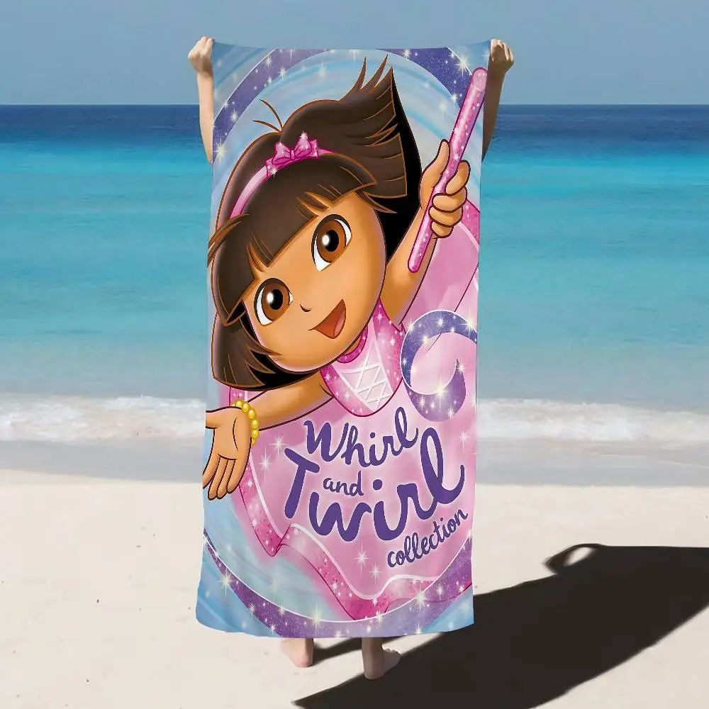 D-Dora Classic Anime Explorer Anime Beach Swimming Towel Soft Absorbent Washcloth Children's Gifts for Kids Travel Camping Gym