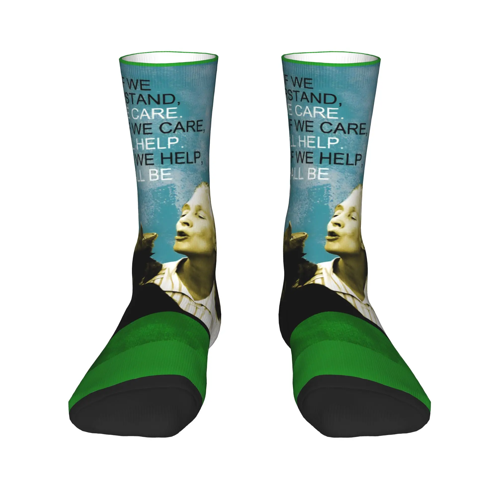 Jane Goodall Quote Biology Primatology Stockings  Korean Socks Men's High Quality Socks Spring Cycling Graphic Non Slip Socks