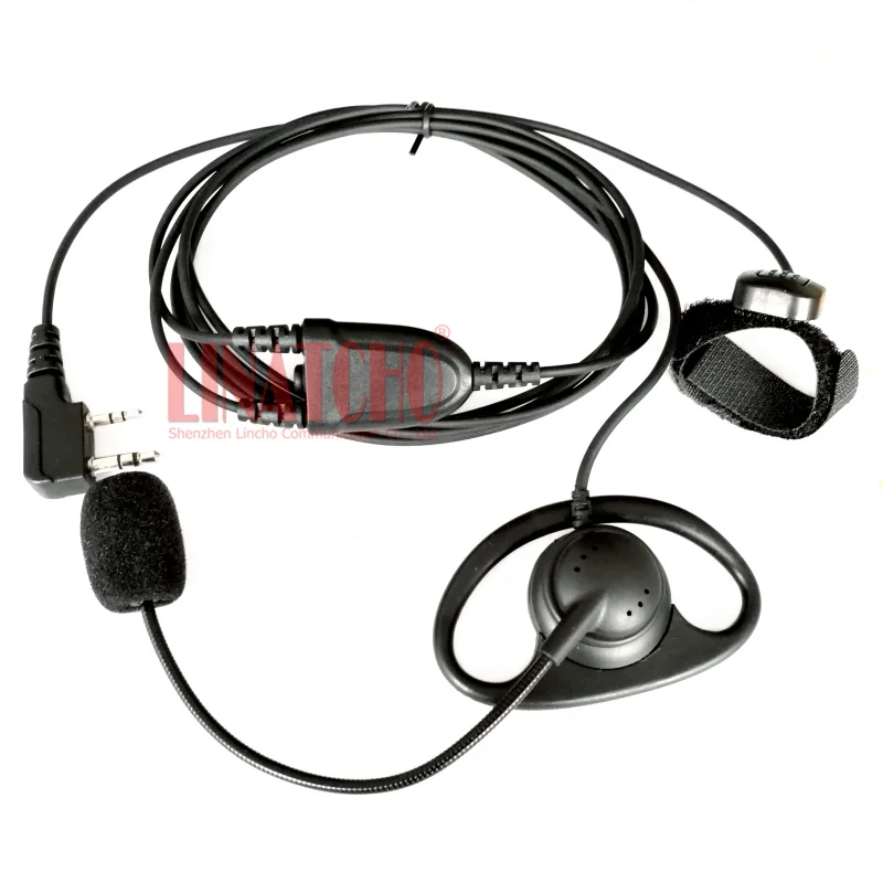 2 Pins K type Connector D shape Earhook Ear Bar Mouth Microphone Finger PTT Button Walkie Talkie Earphone
