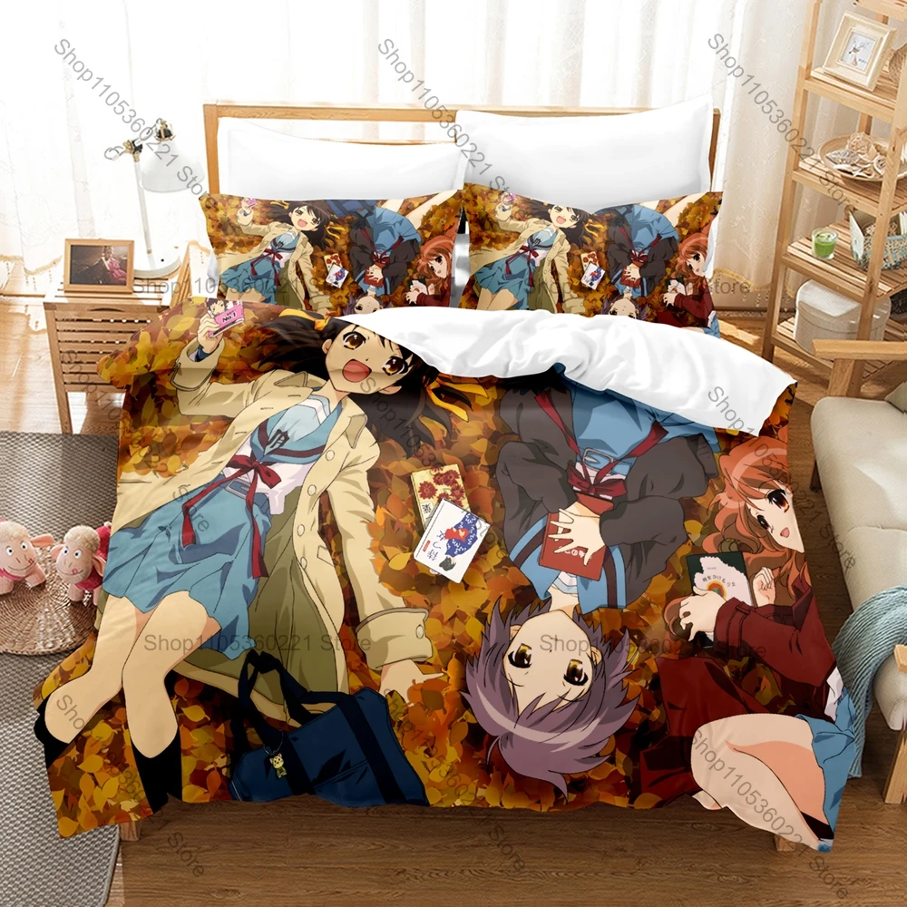 Juego De Cama De 3 Piezas Con Estampado De Anime The Melancholy Of Haruhi Suzumiya, Funda Nórdica + 2 Fundas De Almohada, Ropa De Cama Suave Para Dormitorio De Fans De Otaku — -54%, 30.54€ Coupon, from 24.99€ – 54% descuento – €24.99