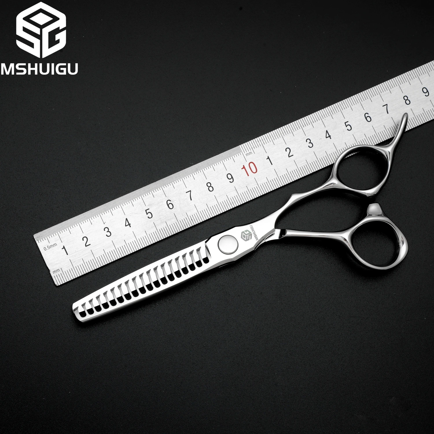 MSHUIGU Professionelle Haarstrukturschere, gebogene Klinge, kann Schere, Friseurschere, Werkzeugzubehör, Japan vg10 Stahl, 15,2 cm verschiebbar – Detail 15