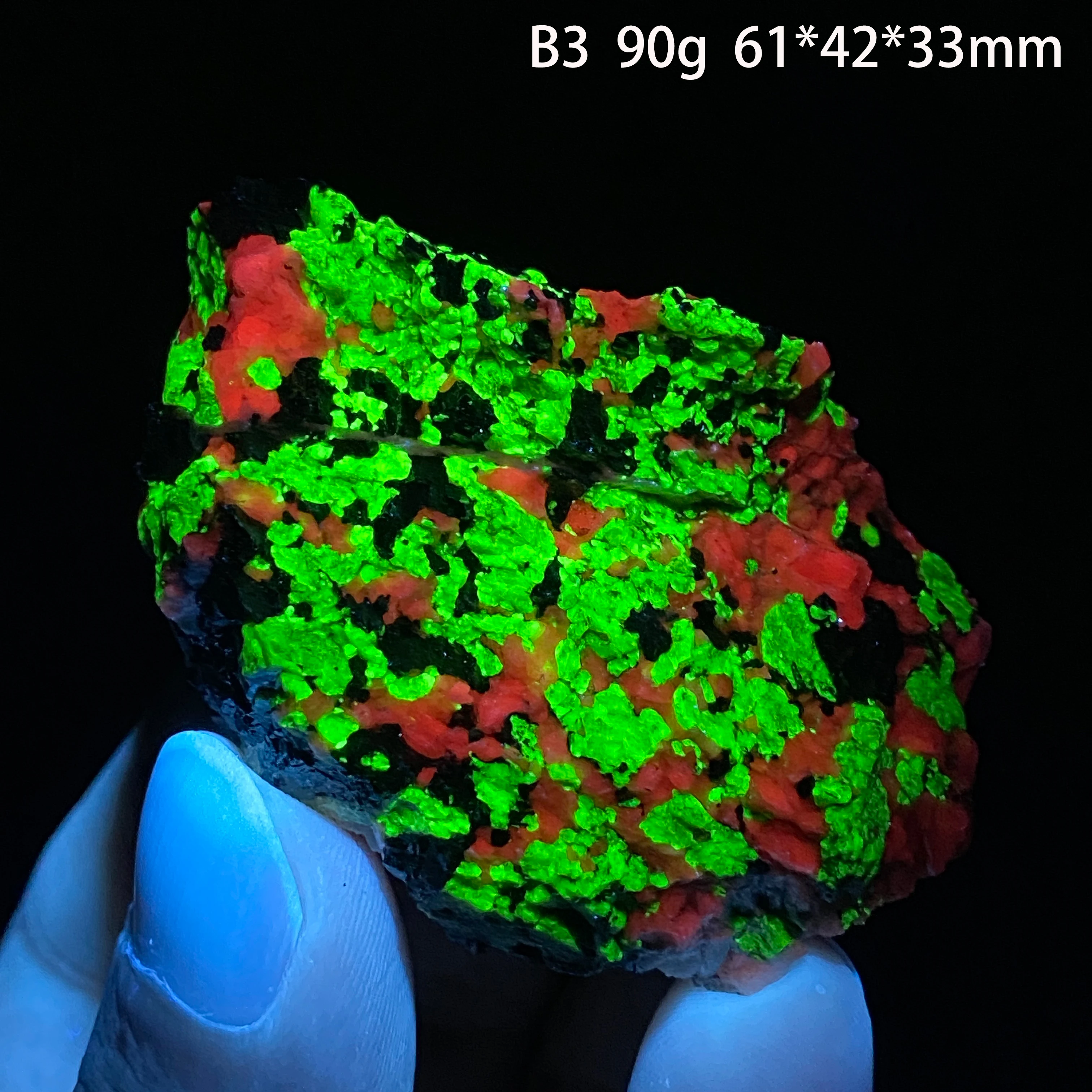 Natural American Red Green Willemite Specimen UV Fluorescent Christmas Raw Crystal Healing Decor Collectible Gemstone